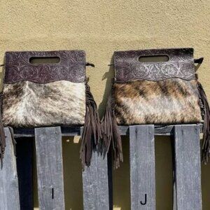Cowhide and Coffee Brown Tooled Leather Concealed Carry Purse